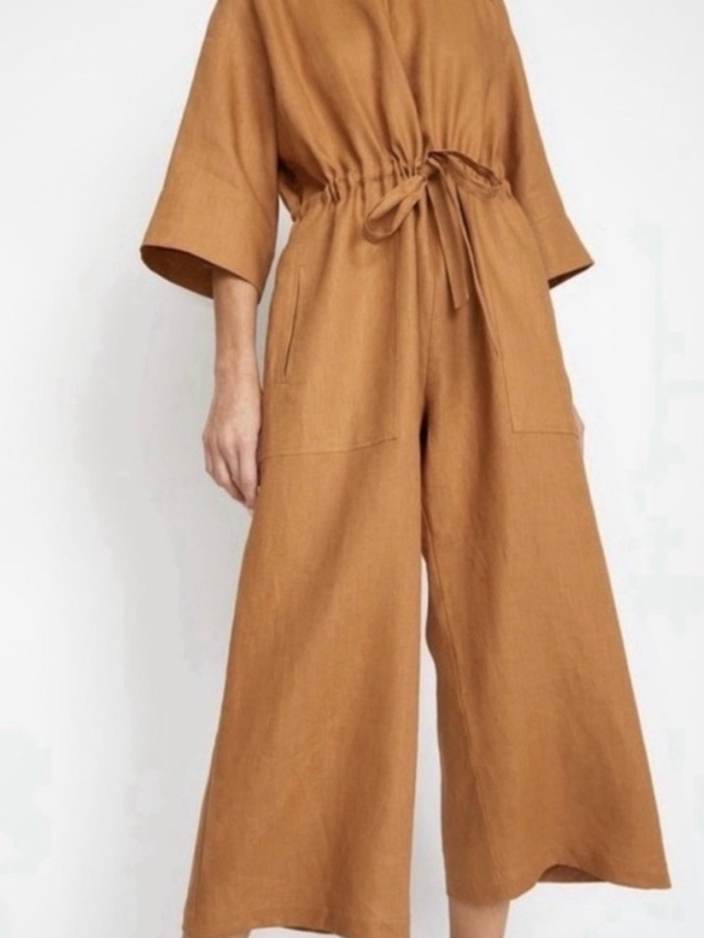 No. 6 Wide-Leg Linen-Blend Jumpsuit in Camel